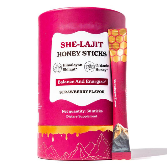 She-Lajit Honey Sticks — front canister, 30 sticks per box.