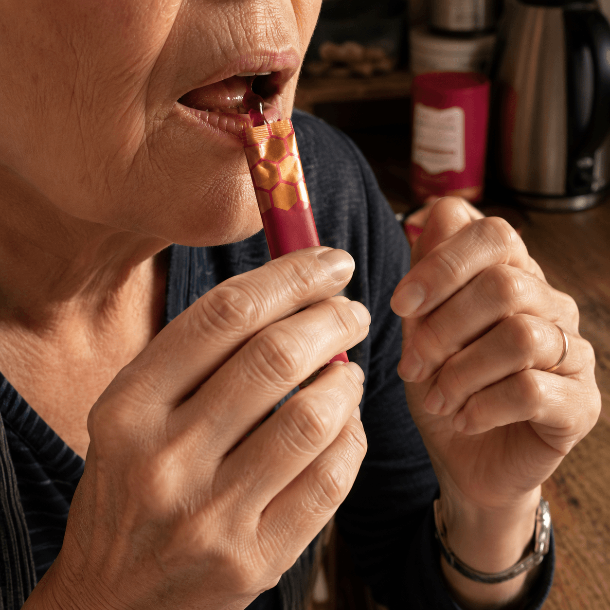 Sublingual close-up — oral mucosa absorption, the route that makes the other three pathways matter.